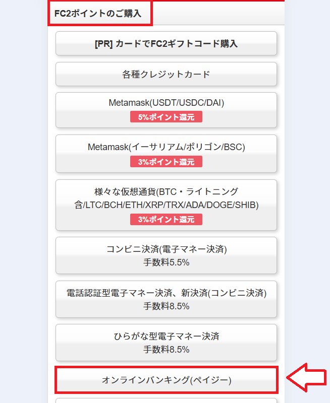 FC2ポイント購入ペイジー1